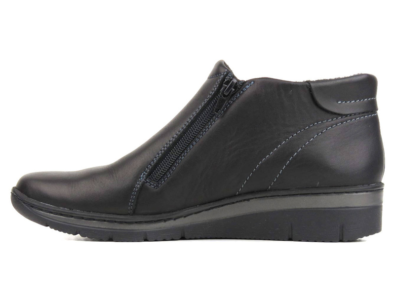 Dámské kotníkové boty na dva zipy - HELIOS Komfort 545-2, černé