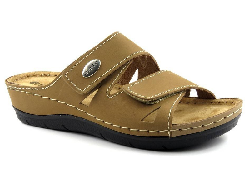 Pohodlné dámské pantofle z přírodní kůže - INBLU OE-02, písek