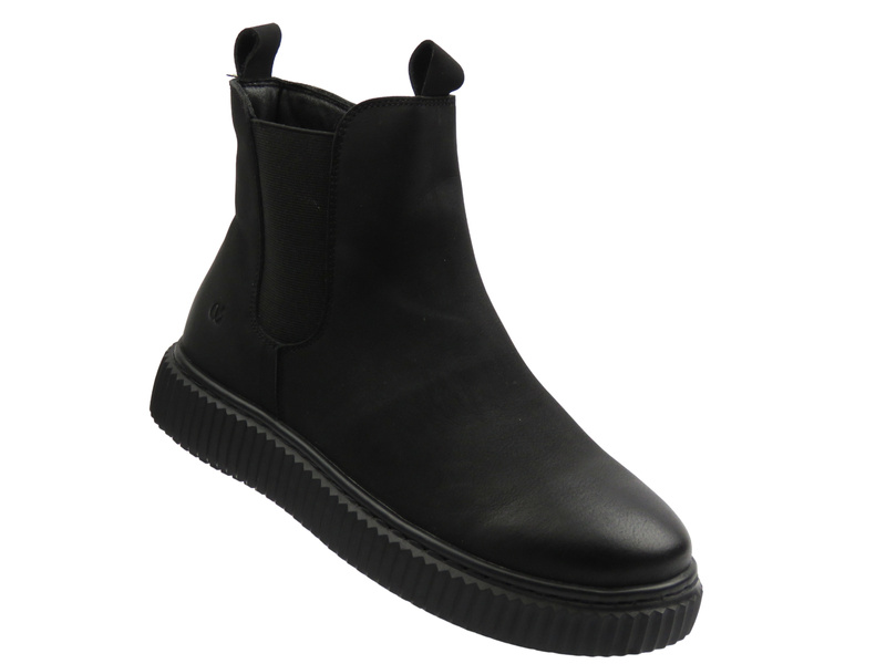 Dámské kožené kotníkové boty černé Cambell 25-19340