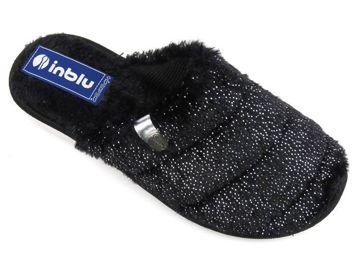 Kožešinové, měkké dámské pantofle - INBLU LB-95, černé