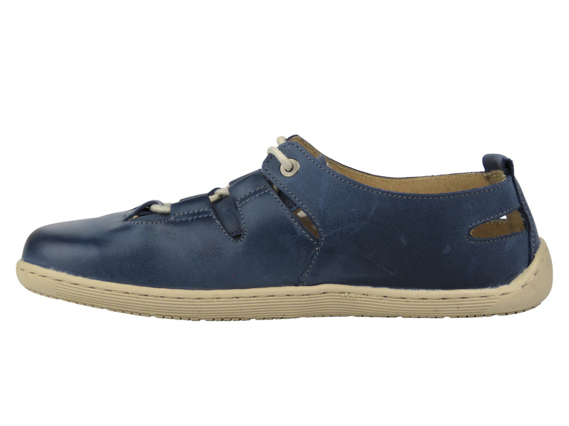 Barefoot dámské minimalistické kožené polobotky Helios Komfort 438B, tmavě modré
