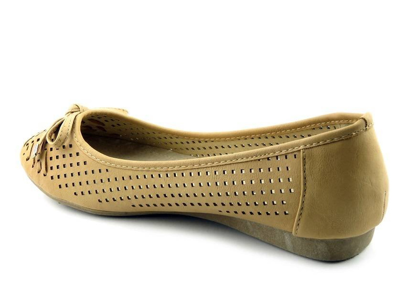 Dámské prolamované balerínky s mašlí - EVENTO E55-4WBAL-820, béžová