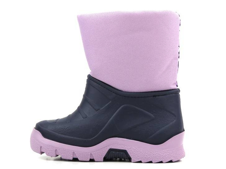 Teplé dětské sněhule na suchý zip - Manitu 120003-59, fialové se srdíčky