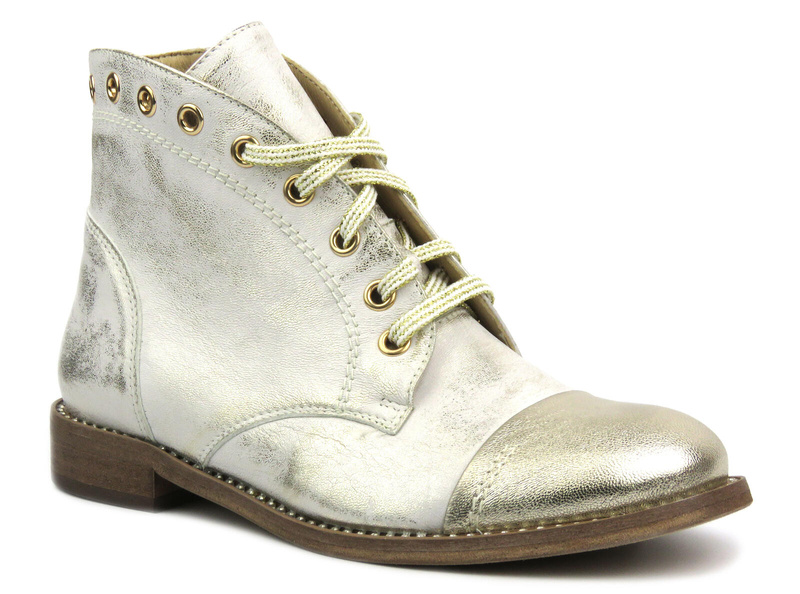 Dámské kožené kozačky - Eksbut 7F-6965-G45/672, zlaté