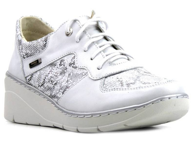Dámské tenisky se zipem a šněrováním - Helios Komfort 347, stříbrné 2