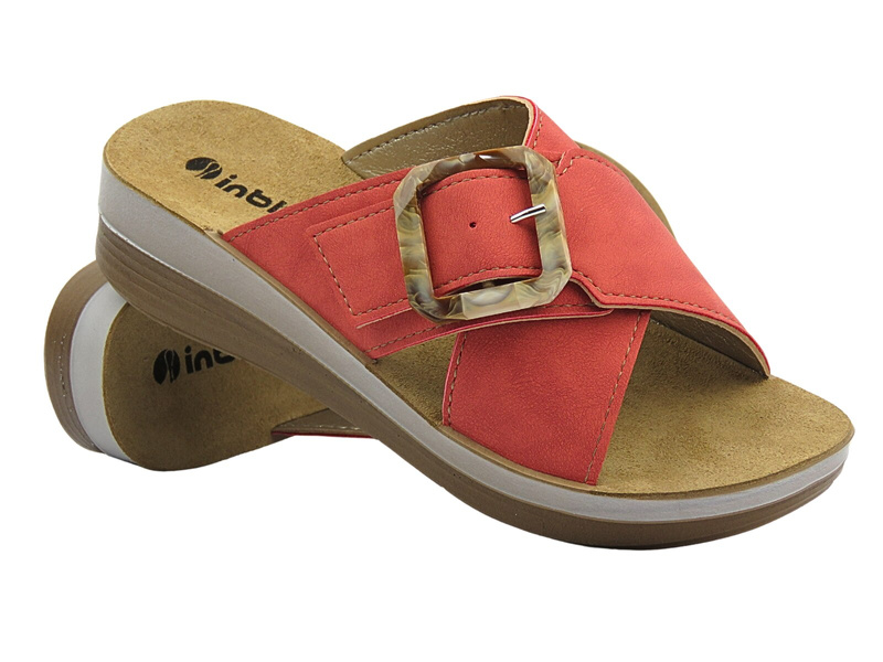 Dámské pantofle s přezkou červené INBLU FT-20