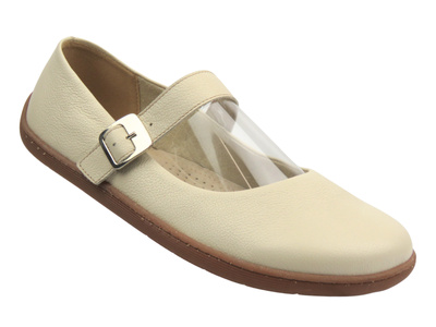 Barefoot kožené minimalistické dámské polobotky béžové Nika Komfort 1445