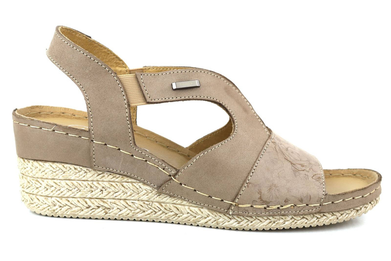 Dámské sandály na klínku - Helios Komfort 108, béžová