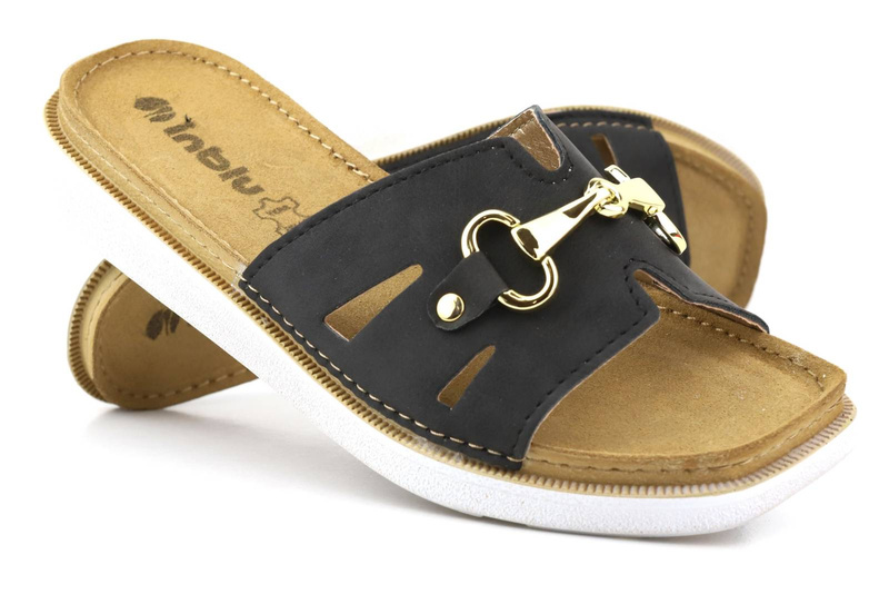 Dámské žabky s koženým vnitřkem - Inblu LA-02, černá