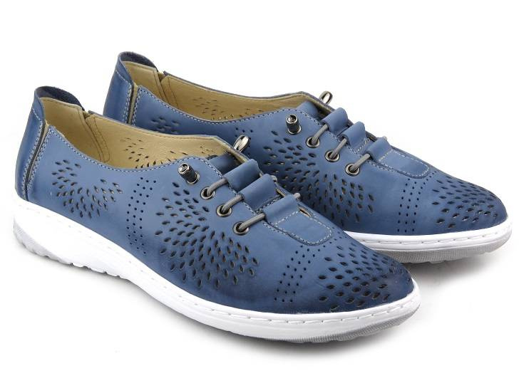 Dámské kožené boty s prolamovaným svrškem - Wasak 0626, modrá