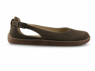 Dámské kožené barefoot minimalistické sandály se zvýšenou šířkou H - Nika Komfort 1472, hnědé