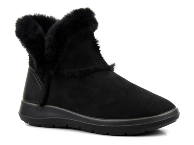 Teplé dámské kotníkové boty a la emu - Befado Dr Orto Casual 156D903, černé s kožíškem