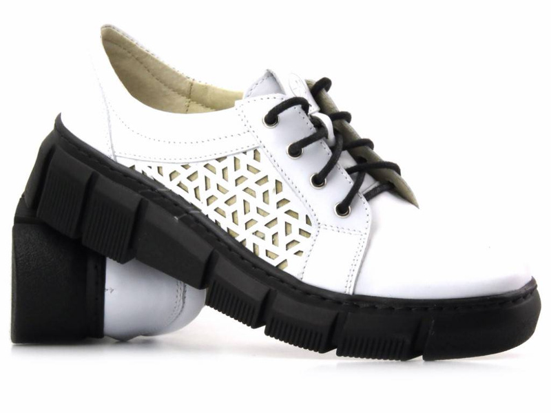 Pohodlná dámská kožená obuv - Helios Komfort 375S, bílá