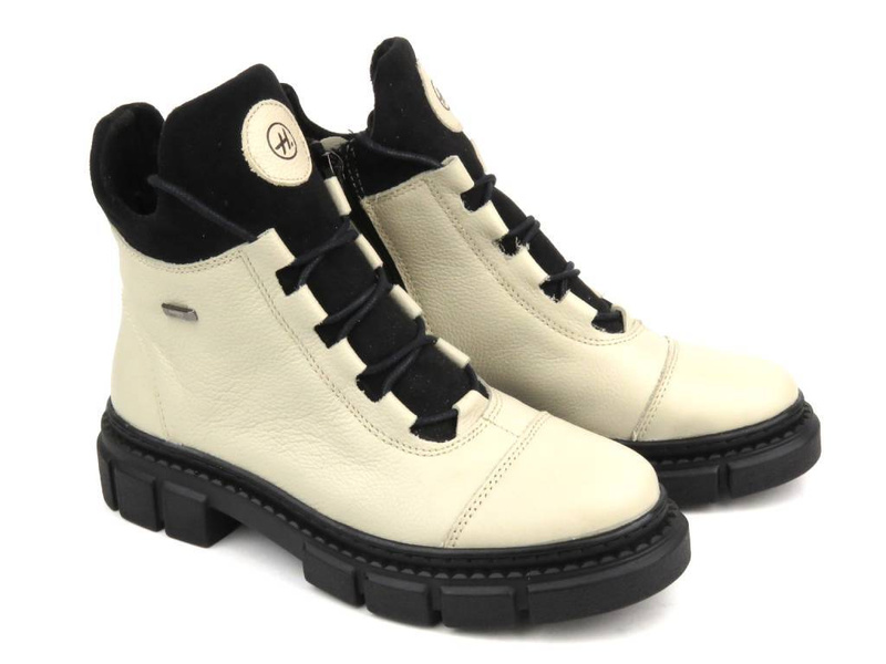 Pohodlné dámské kotníkové boty - HELIOS Komfort 556, ecru