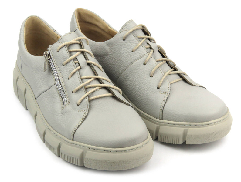 Dámské kožené polobotky polské značky - HELIOS Comfort 413, světle šedé