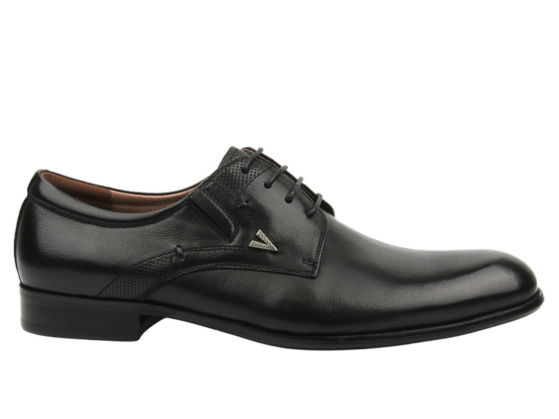 Eleganckie loafersy, półbuty męskie- JOHN DOUBARE 720-75G183, czarne