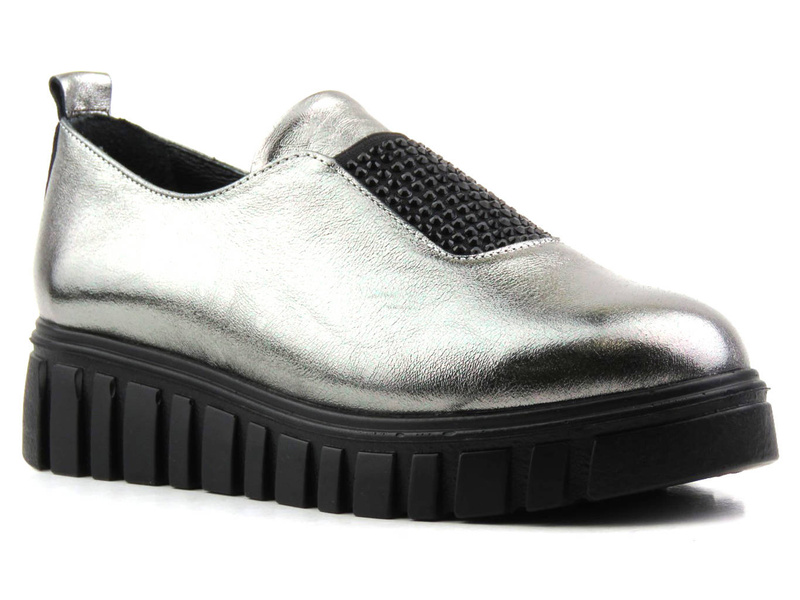 Dámská obuv s metalickým svrškem - VENEZIA 20555, stříbrná