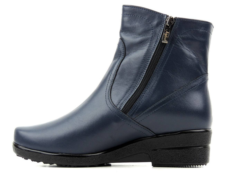 Pohodlné, kožené dámské kotníkové boty zateplené vlnou - AGXBUT 517, tmavě modrá