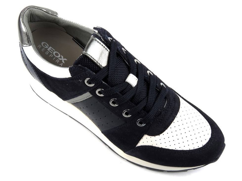 Dámské bílé tenisky na klínku - Geox Respira D158LA, tmavě modrá