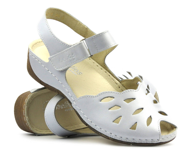 Dámské sandály s prolamovaným svrškem - HELIOS Comfort 4011, stříbrná