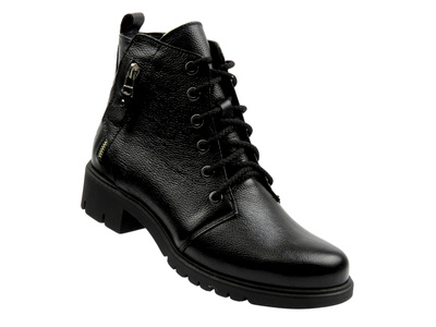 Pohodlné, kožené dámské kotníkové boty s jemným klínkem - Galant 729, černé