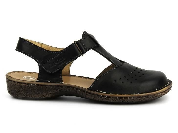 Dámské kožené sandály černé Helios Komfort 128
