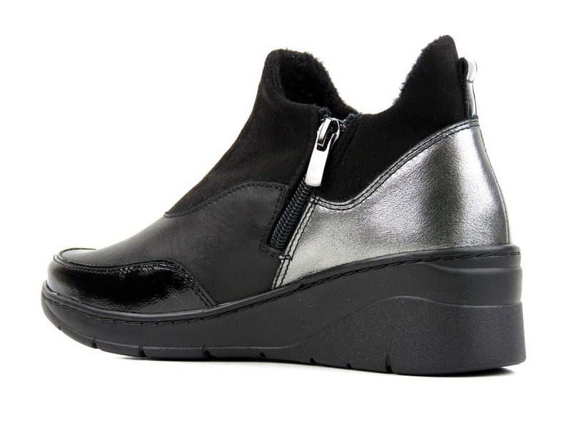 Dámské kožené kotníkové boty se zvýšenou podrážkou - HELIOS Komfort 540, černá 2