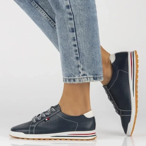 Dámské tmavě modré kožené polobotky Filippo DP3509