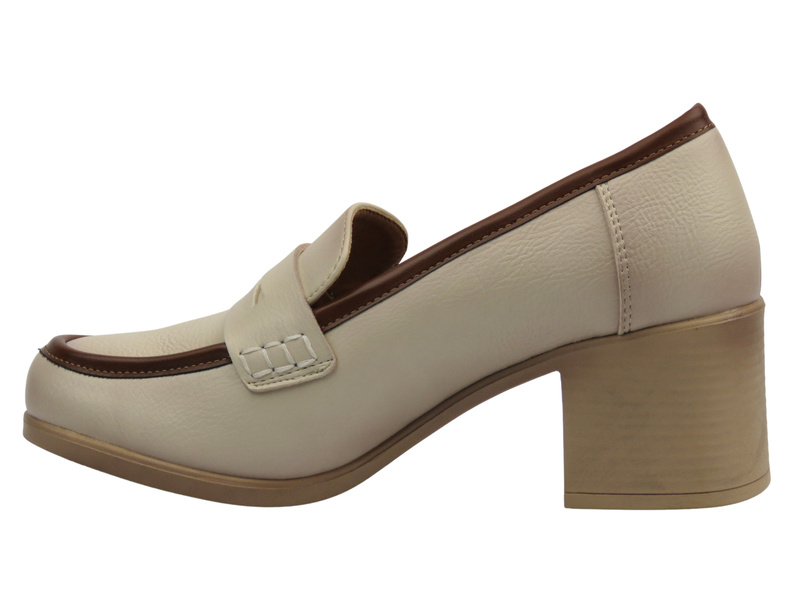 Elegantní dámské polobotky na podpatku béžové Potocki 25-12628