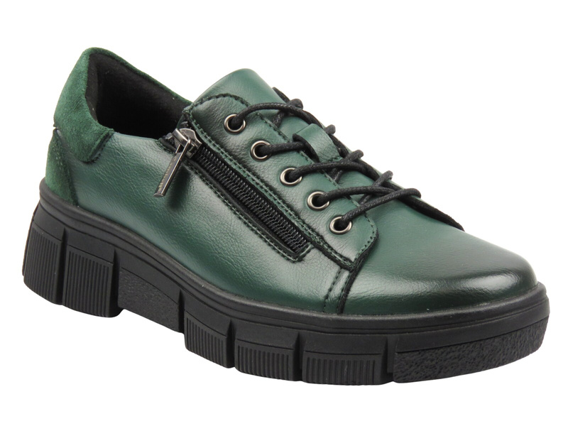 Zelené kožené dámské polobotky Cambell 25‑19305