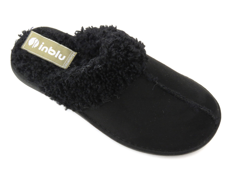 Měkké dámské pantofle s kožíškem - INBLU EK-10, černé