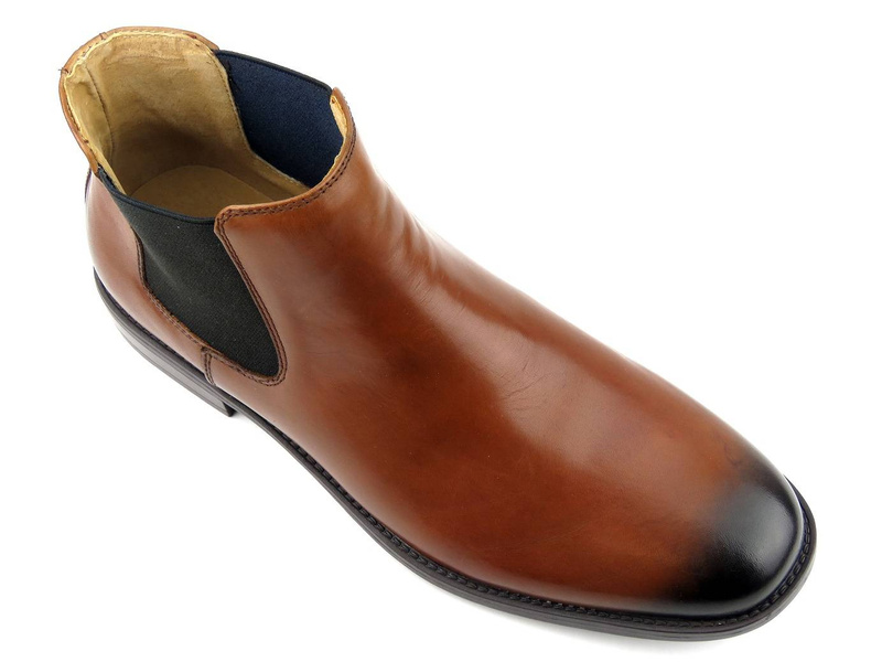 Pánské kožené Chelsea boty s tónovanou špičkou - GOE II1N4035, hnědé