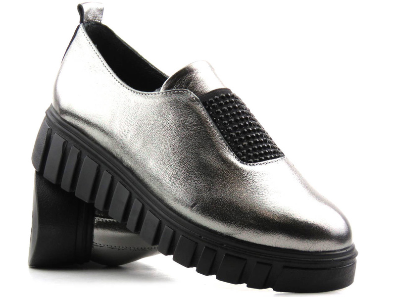 Dámská obuv s metalickým svrškem - VENEZIA 20555, stříbrná