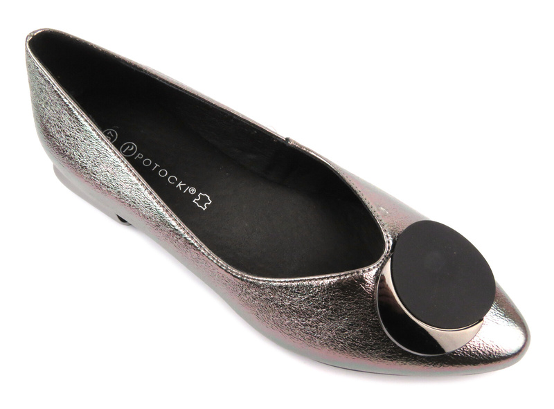 Dámské boty, balerínky - Potocki 24-12359, stříbrné