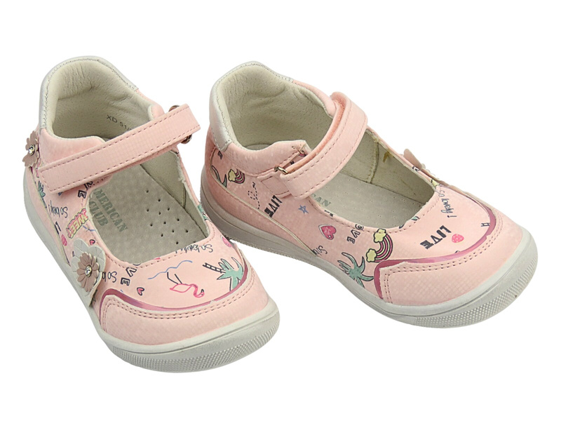 Dívčí polobotky, baleríny růžové – American Club XD 51/22