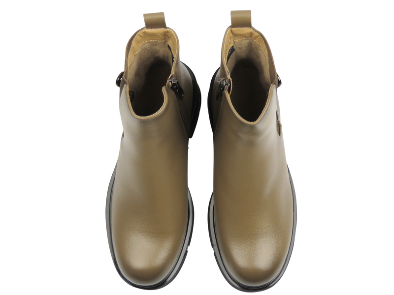 Zateplené, klasické dámské kotníkové boty hnědé – Potocki 25-12681