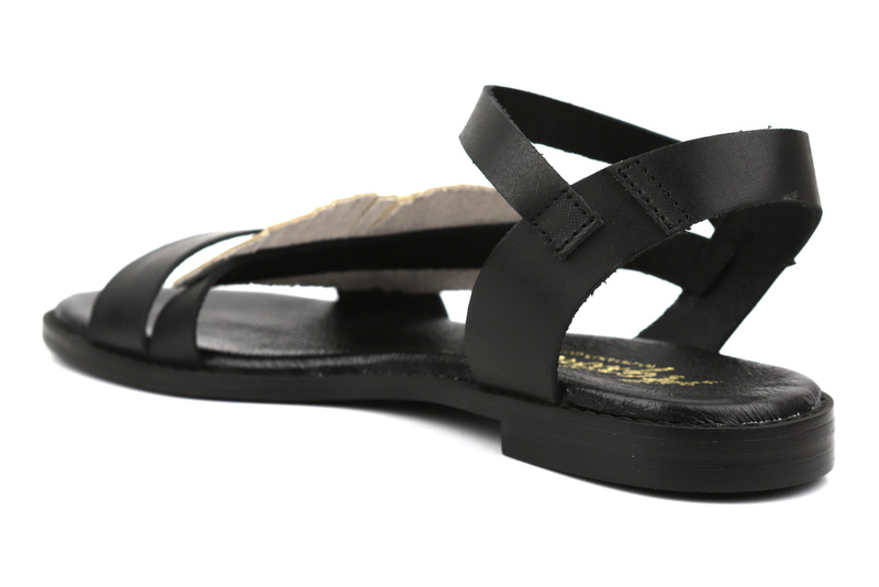 Dámské sandály s ozdobným listem - Agxbut 806, černé