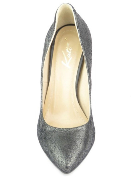 Elegantní lodičky na úzkém podpatku - Kati 1474, černé se stříbrnou