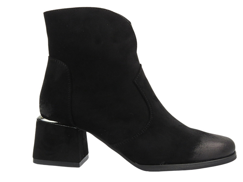 Prolamované kotníkové boty na jemném podpatku - Potocki 24-12356, černé