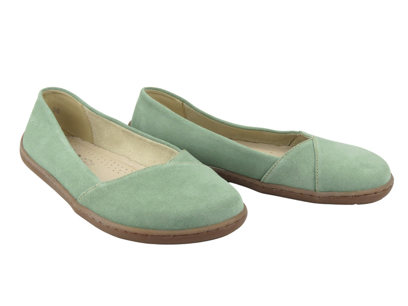 Barefoot kožené minimalistické dámské polobotky s rozšířenou šířkou H - Nika Komfort 1451 zelené