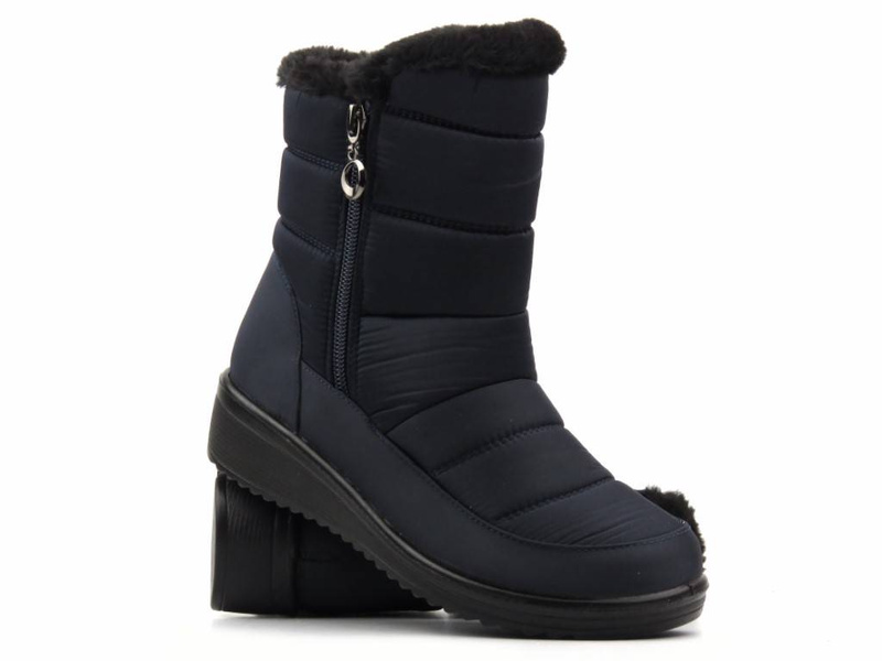 Dámské sněhule zateplené kožíškem - NOVINKA 22SN26-5065, tmavě modrá