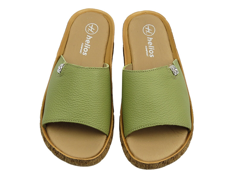 Wygodne, miękkie klapki damskie HELIOS Komfort 130, zielone
