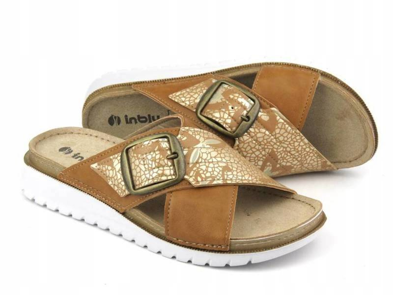 Dámské žabky s přezkou - INBLU CN-32, hnědé