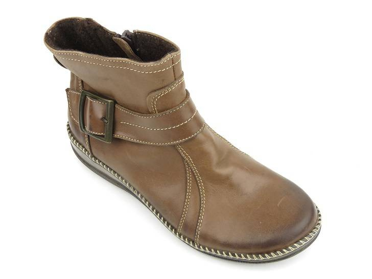 Dámské kožené kozačky - HELIOS Komfort 668, hnědé