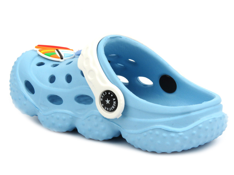 Žabky, dívčí dřeváky sandály - AMERICAN CLUB NH 75/23, NH 76/23, fialové s duhou