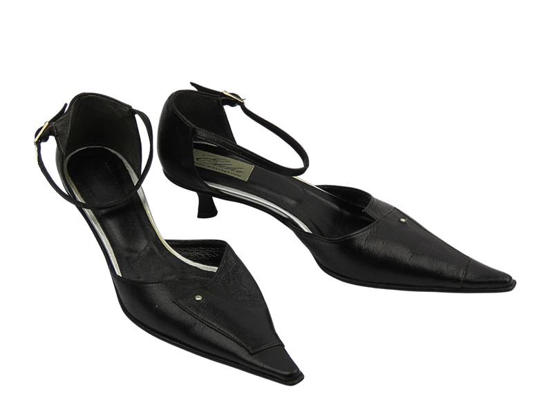 Kožené dámské lodičky na podpatku ELDA 409 černé