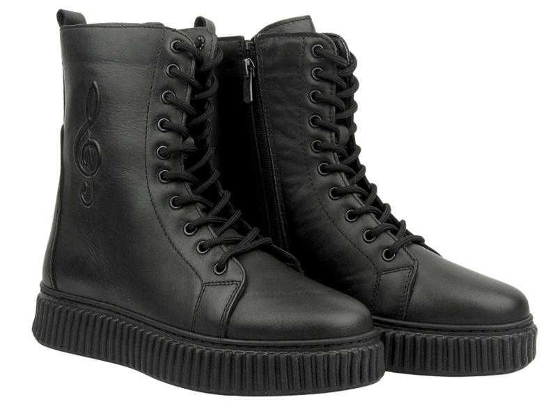 Dámské kožené kotníkové boty na platformě - VENEZIA 0242270, černé