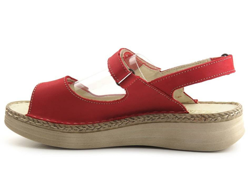 Pohodlné dámské sandály z přírodní kůže - HELIOS Komfort 238, červená