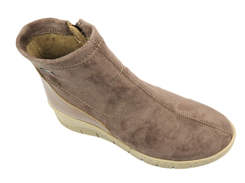 Dámské boty na platformě - HELIOS Comfort 600 Beige se zipem Polská značka