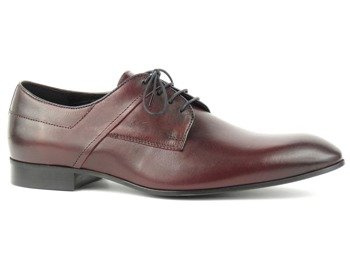 Kožená pánská společenská obuv v třešňové barvě - Conhpol 6714